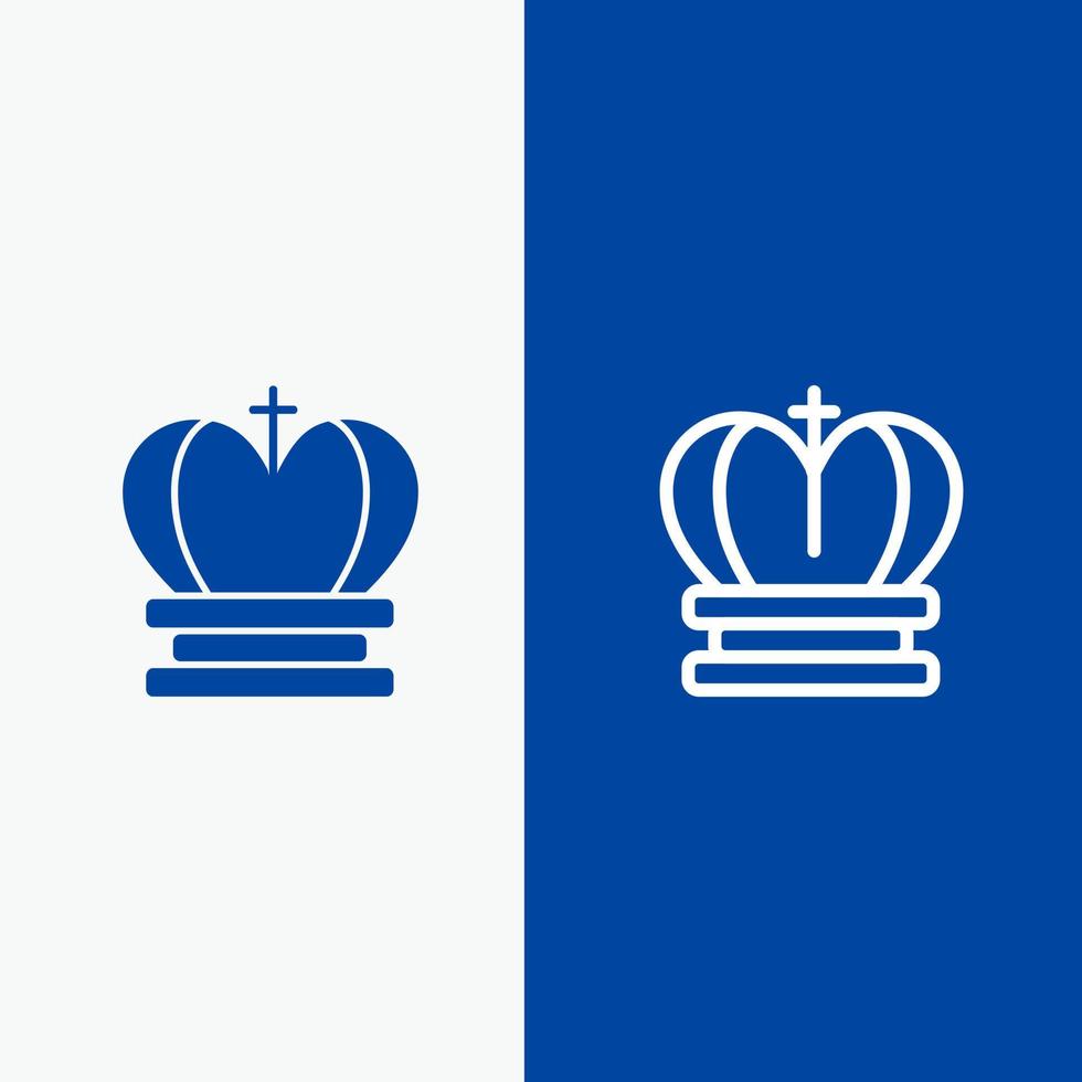 Krone König königliches Imperium Linie und Glyphe festes Symbol blaues Banner Linie und Glyphe festes Symbol blaues Banner vektor