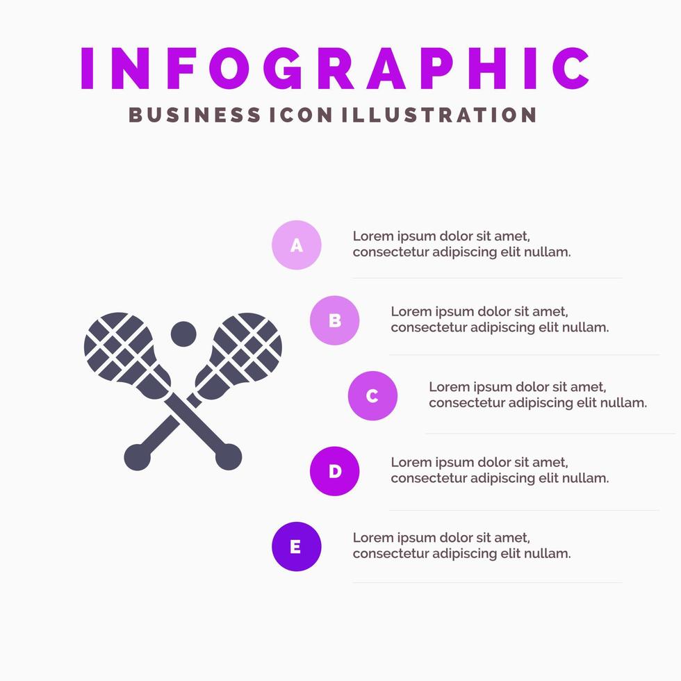 crosse lacrosse pinne pinnar fast ikon infographics 5 steg presentation bakgrund vektor