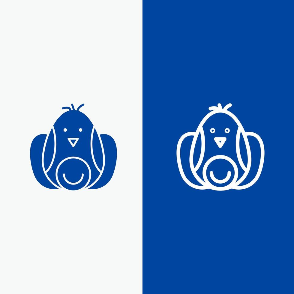 Huhn Baby Kaninchen Ostern Linie und Glyphe festes Symbol blaues Banner Linie und Glyphe festes Symbol blaues Banner vektor