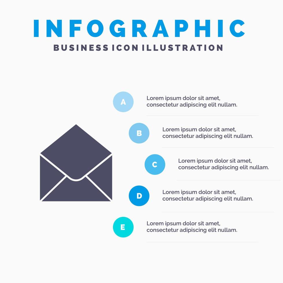 SMS-E-Mail-Nachricht solides Symbol Infografiken 5 Schritte Präsentationshintergrund vektor