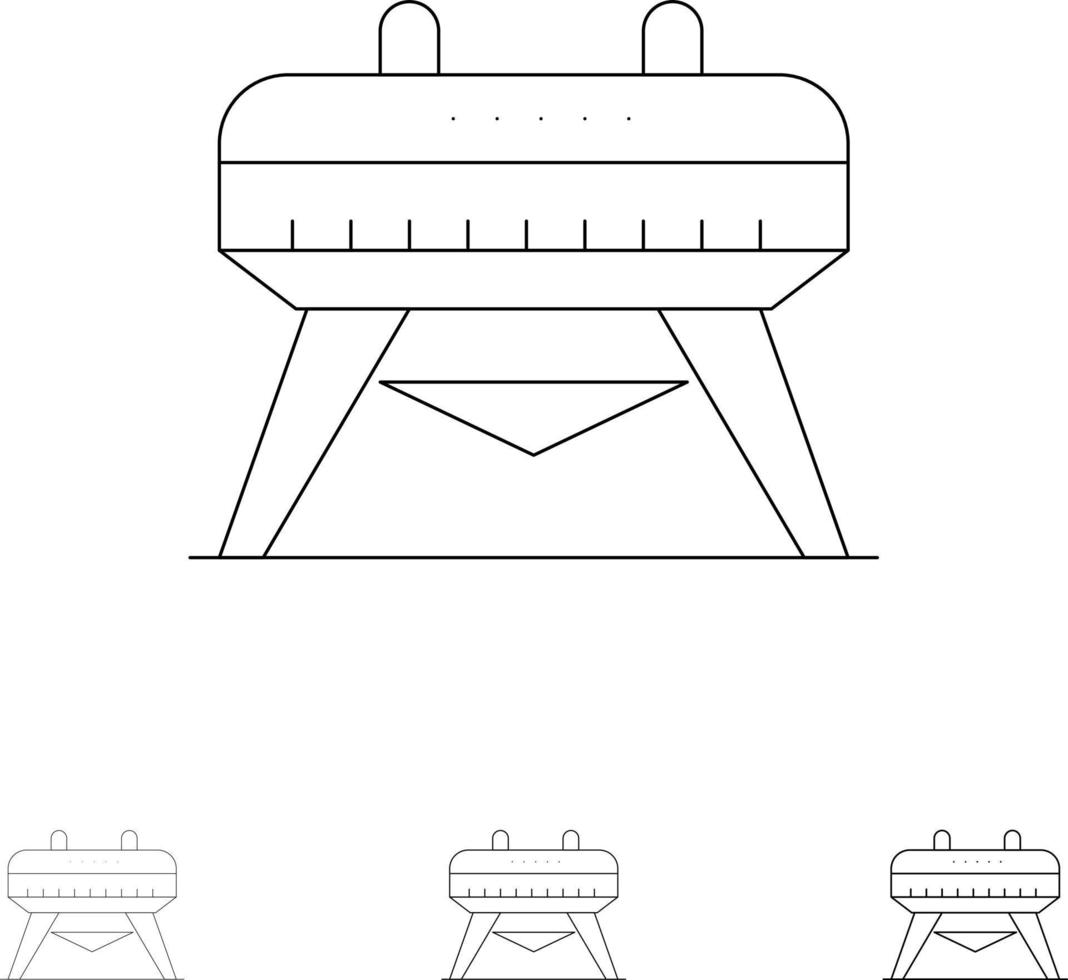 Gymnastik-Gymnastik-Pferd Fett und dünne schwarze Linie Symbolsatz vektor
