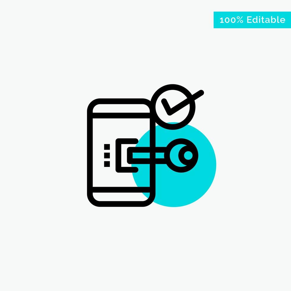 Tastensperre Handy öffnen Sicherheit türkis Hervorhebung Kreis Punkt Vektorsymbol vektor