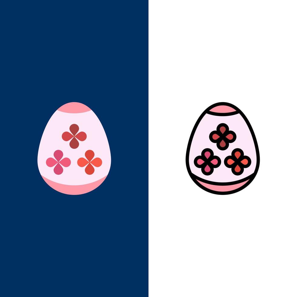 påsk ägg ägg Semester högtider ikoner platt och linje fylld ikon uppsättning vektor blå bakgrund