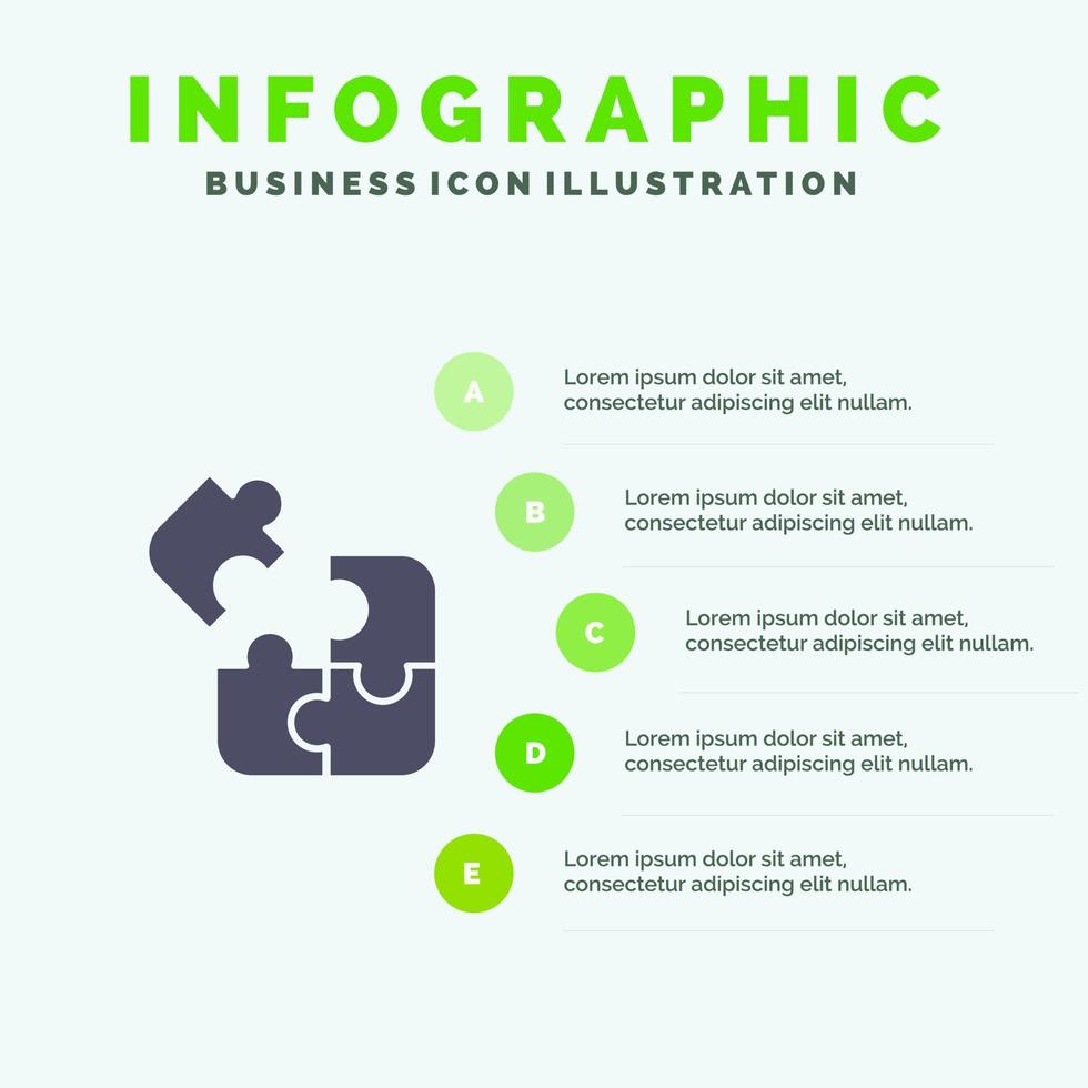 kontursåg pussel vetenskap lösning fast ikon infographics 5 steg presentation bakgrund vektor