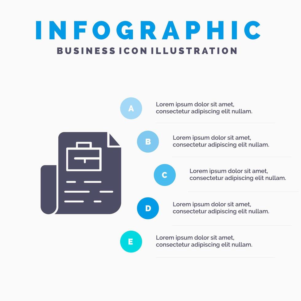 dokumentera jobb fil väska fast ikon infographics 5 steg presentation bakgrund vektor