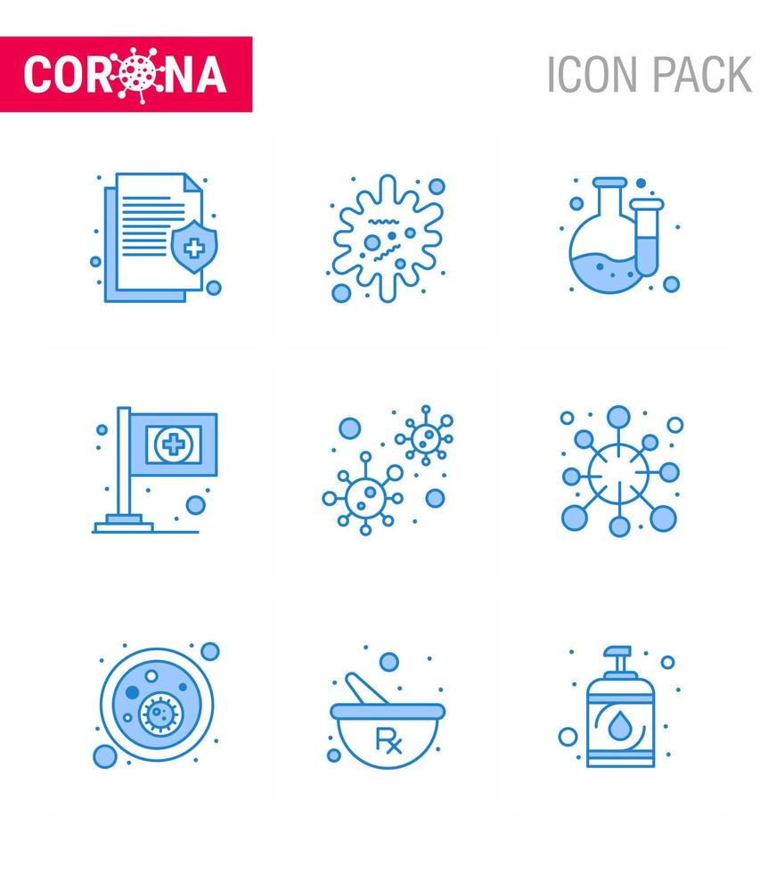 covid19 Corona-Virus-Kontaminationsprävention blaues Symbol 25 Pack wie Covid-Bakterien-Infektion medizinische Hilfe Virus-Coronavirus 2019nov-Krankheitsvektor-Designelemente vektor