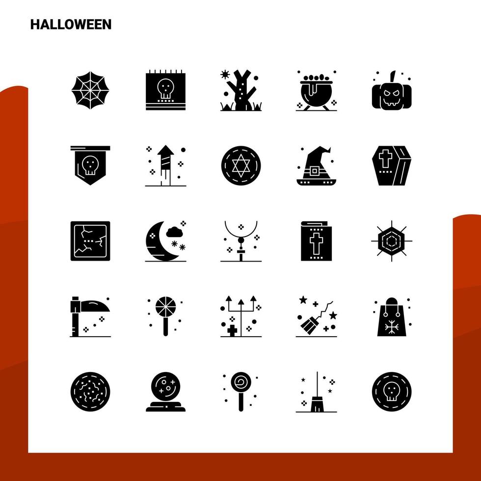 25 Halloween-Icon-Set solide Glyph-Icon-Vektor-Illustrationsvorlage für Web- und mobile Ideen für Unternehmen vektor