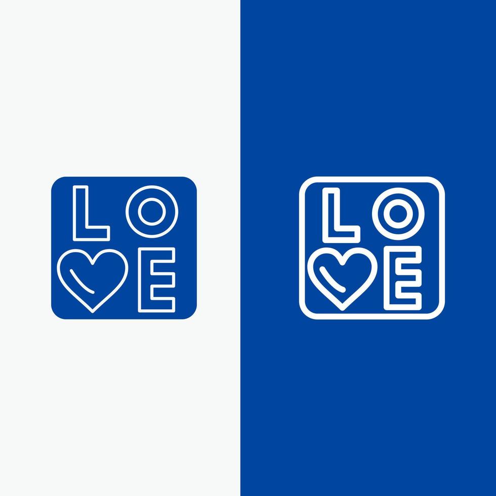 Zeichen Liebe Herz Hochzeit Linie und Glyphe festes Symbol blaues Banner Linie und Glyphe festes Symbol blaues Banner vektor