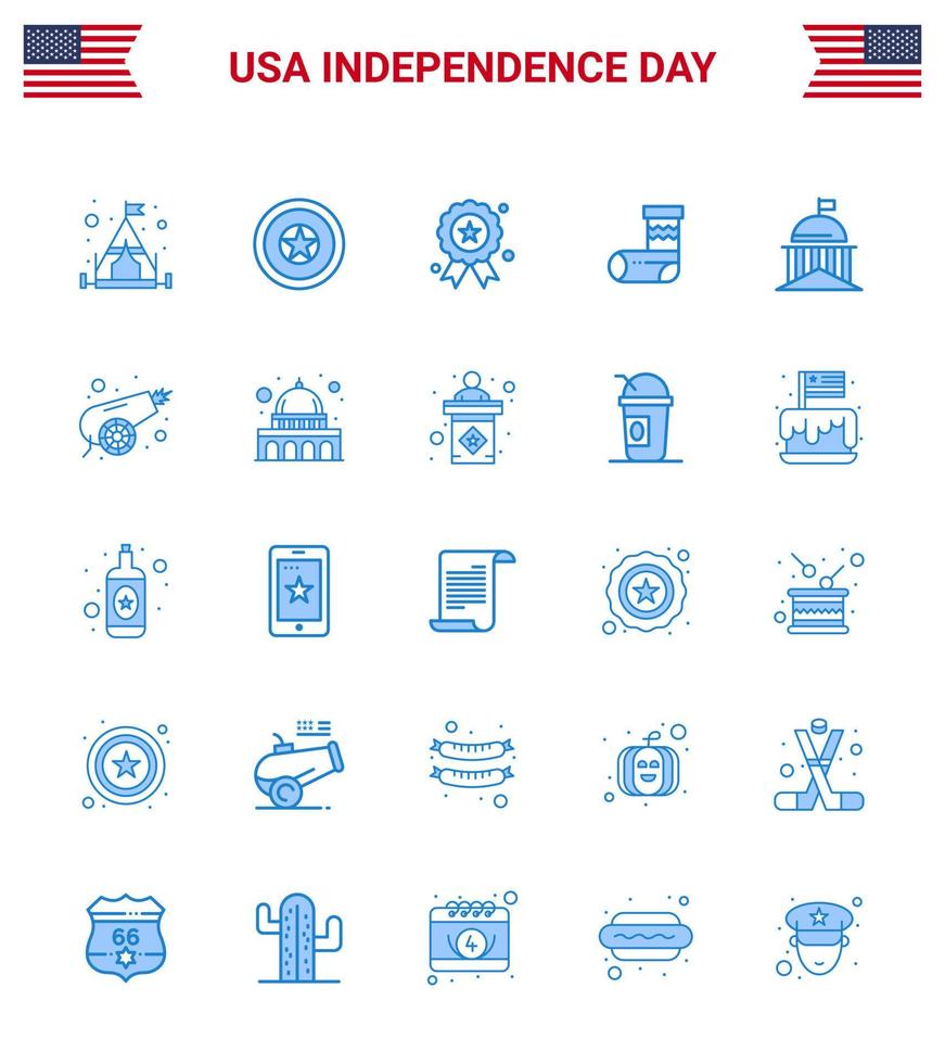 25 blå tecken för USA oberoende dag kanon irländsk jul irland flagga redigerbar USA dag vektor design element