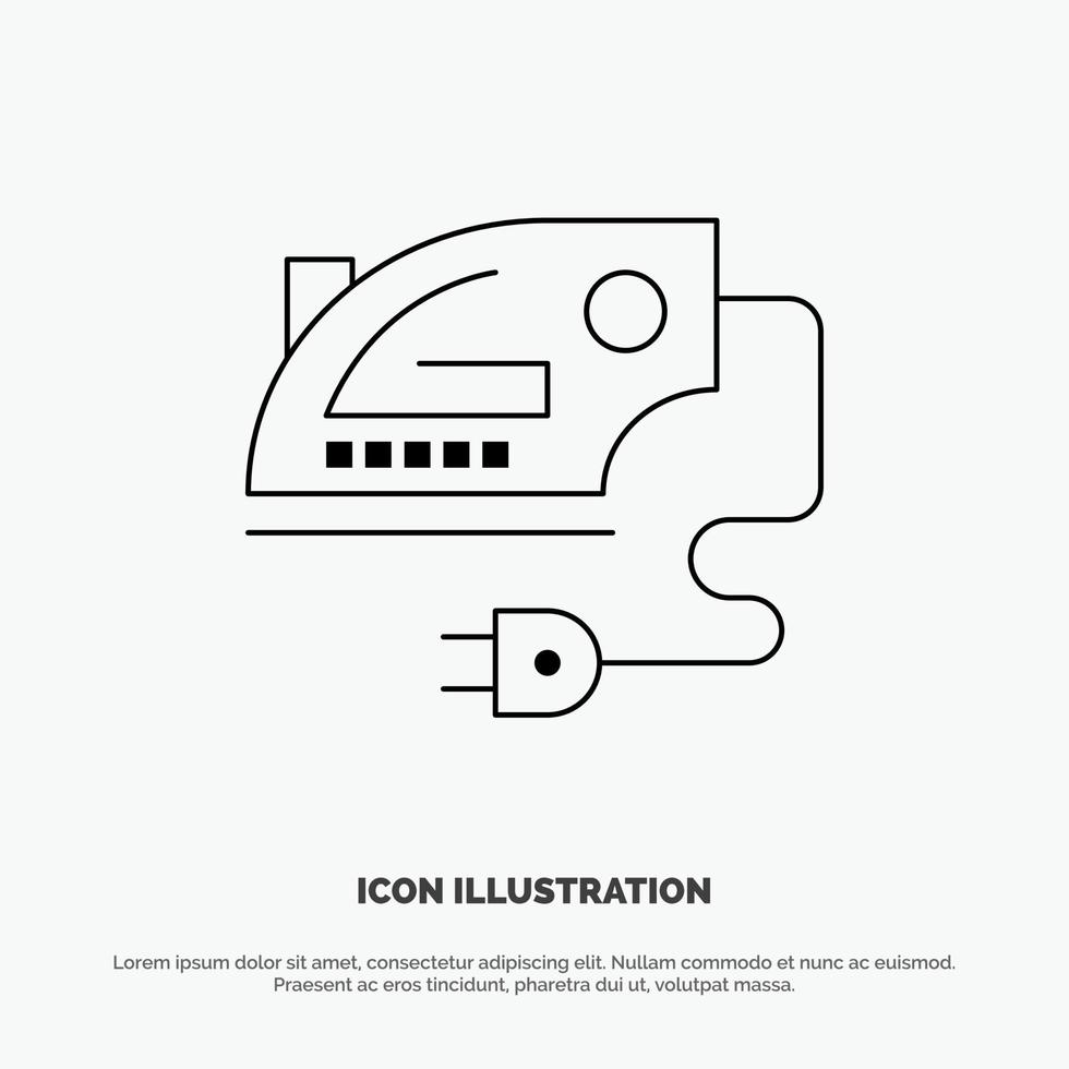 Symbol für die Vektorlinie der elektrischen Haushaltseisenmaschine vektor