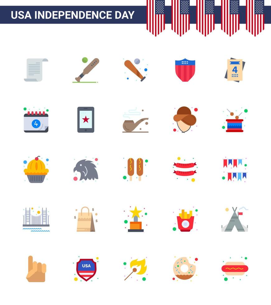 platt packa av 25 USA oberoende dag symboler av kalender bröllop USA kärlek USA redigerbar USA dag vektor design element