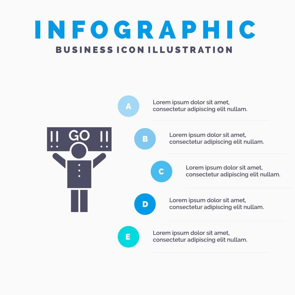 fläkt sport Stöd anhängare fast ikon infographics 5 steg presentation bakgrund vektor