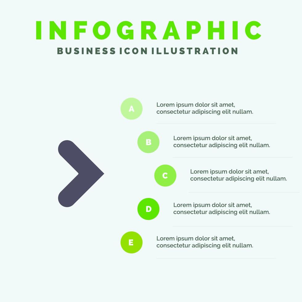 pil rätt framåt- riktning fast ikon infographics 5 steg presentation bakgrund vektor