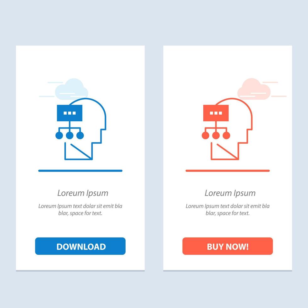Planungstheorie Mind Head Blau und Rot Laden Sie jetzt die Web-Widget-Kartenvorlage herunter und kaufen Sie sie vektor