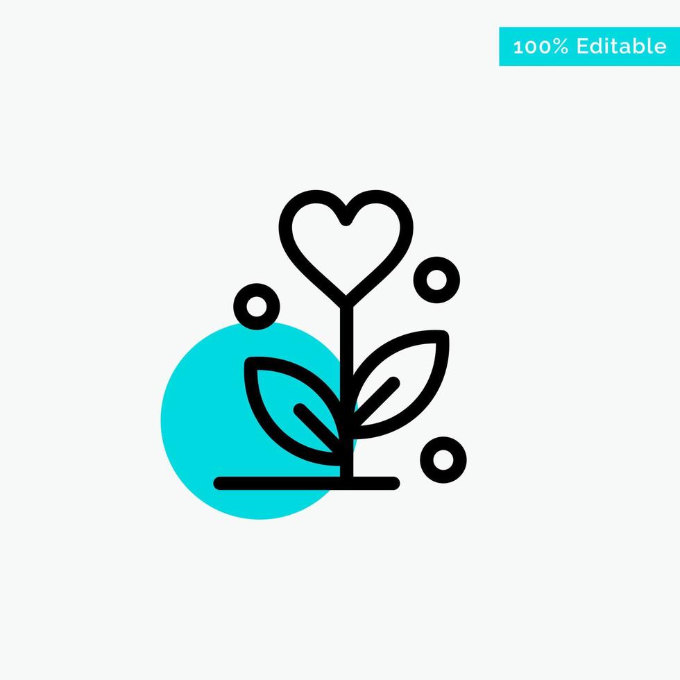 Liebe Blume Hochzeit Herz türkis Highlight Kreis Punkt Vektor Icon