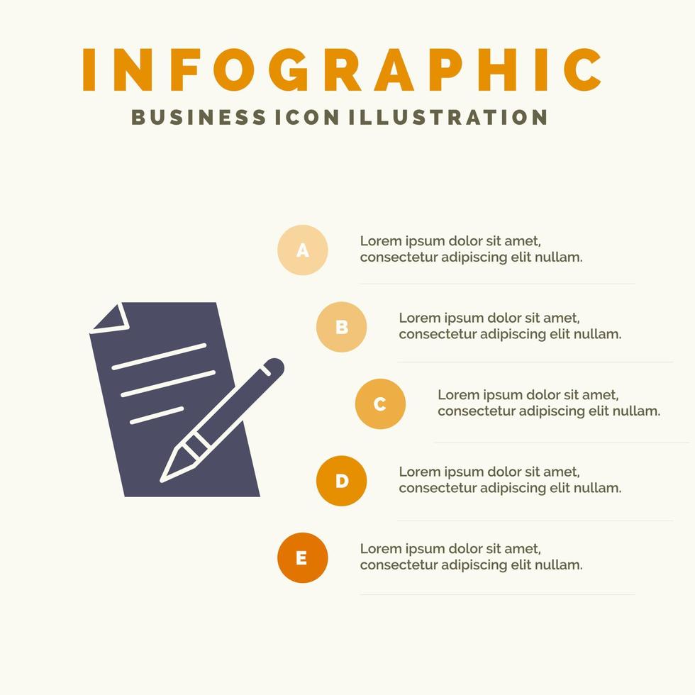 Datei Bildung Kugelschreiber Bleistift solide Symbol Infografiken 5 Schritte Präsentation Hintergrund vektor