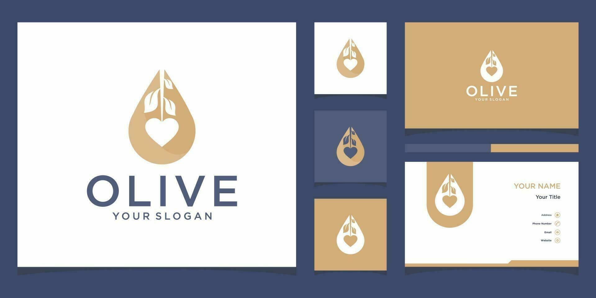 Olivenöl-Logo-Vorlagen und Visitenkartenentwurf vektor