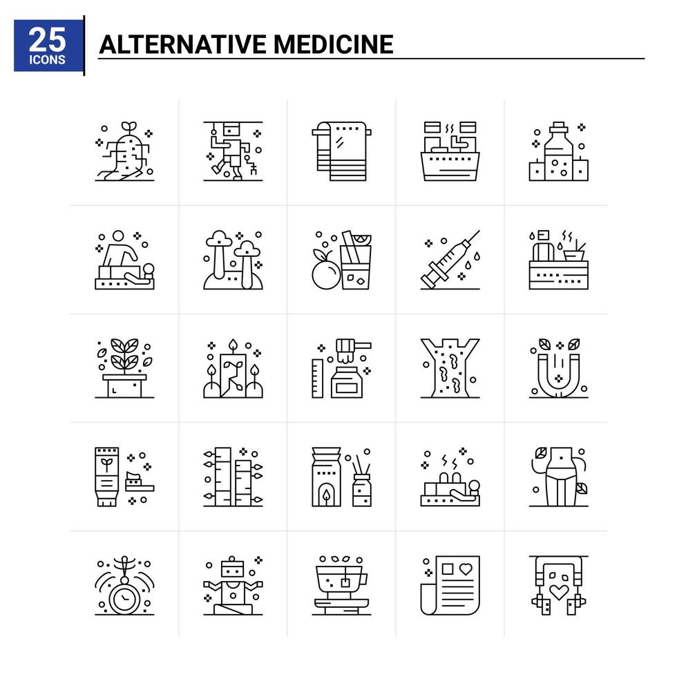 25 alternativ medicin ikon uppsättning vektor bakgrund