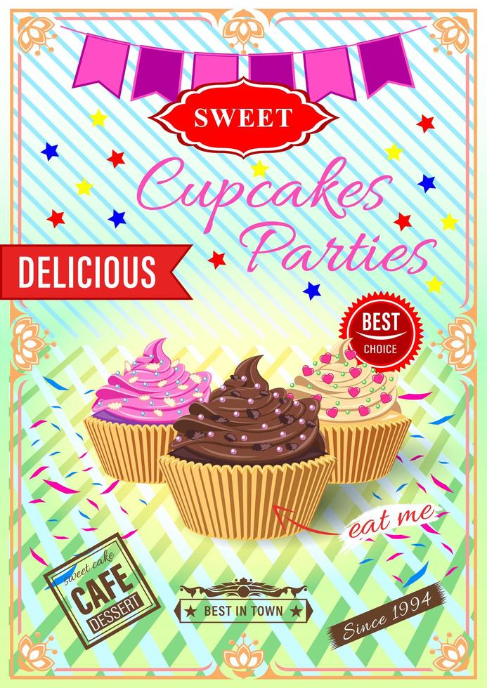 Plakat für Cupcake-Partys vektor