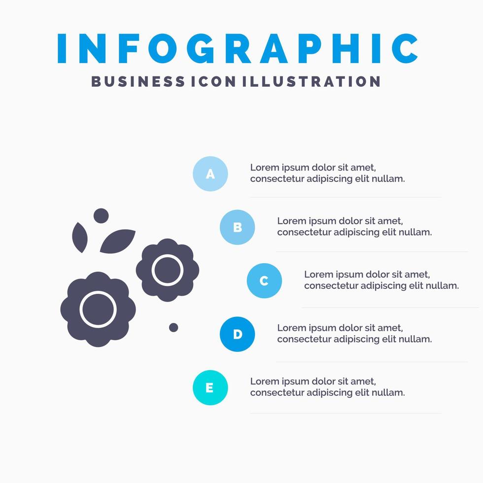 blomma påsk natur vår fast ikon infographics 5 steg presentation bakgrund vektor