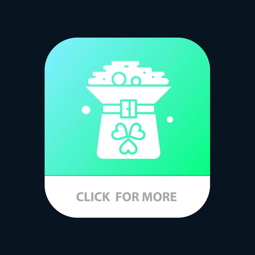 klöver mynt grön hatt i mobil app knapp android och ios glyf version vektor