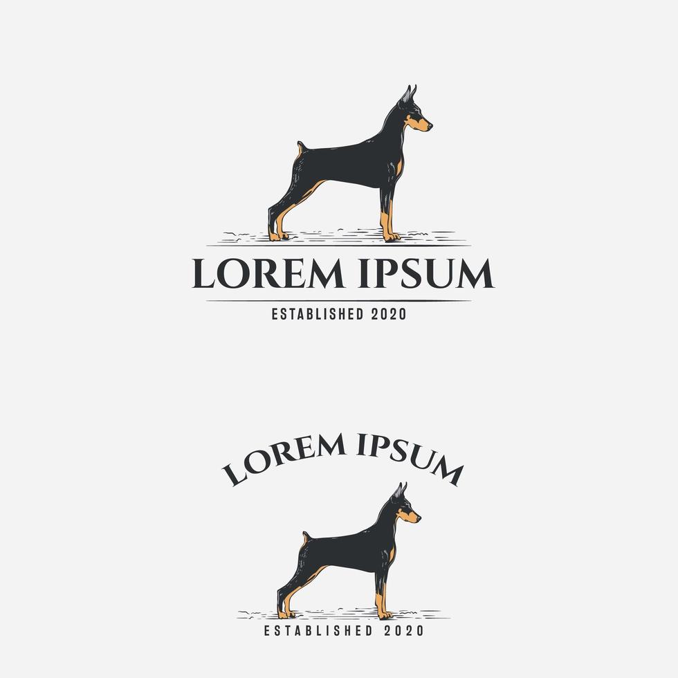 vintage hund logotypdesign vektor