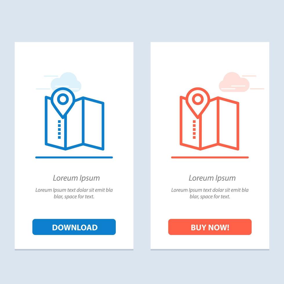 Location Map Service Pin blau und rot herunterladen und jetzt kaufen Web-Widget-Kartenvorlage vektor