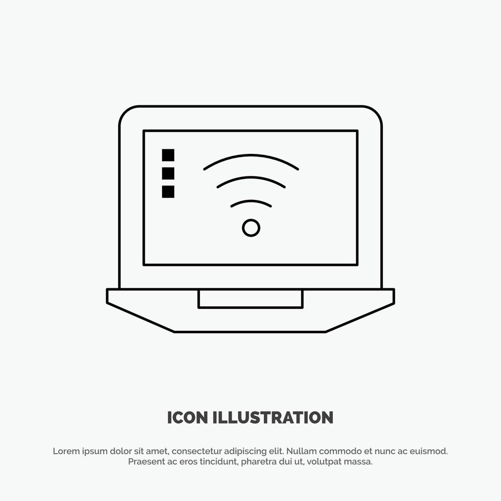 Symbol für die Signallinie des Laptop-Computers mit WLAN-Vektor vektor