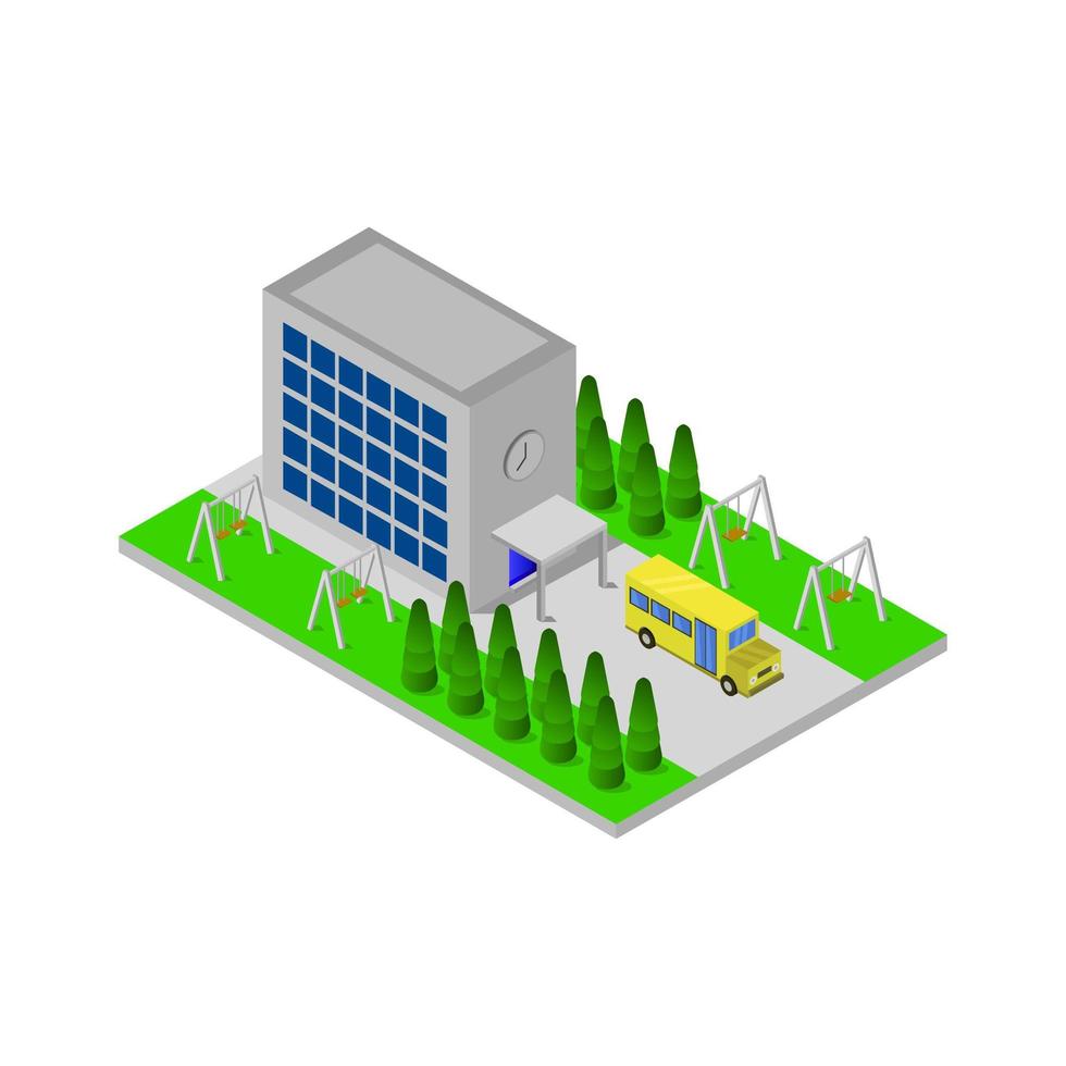 isometrisk skola på vit bakgrund vektor