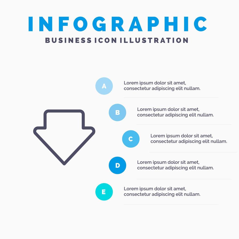 pil ner ladda ner linje ikon med 5 steg presentation infographics bakgrund vektor