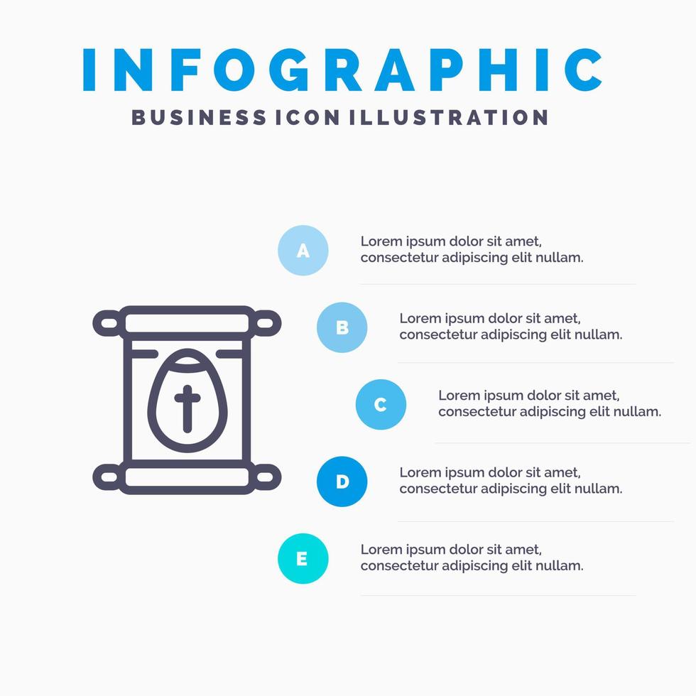 utbildning skola skrolla påsk linje ikon med 5 steg presentation infographics bakgrund vektor