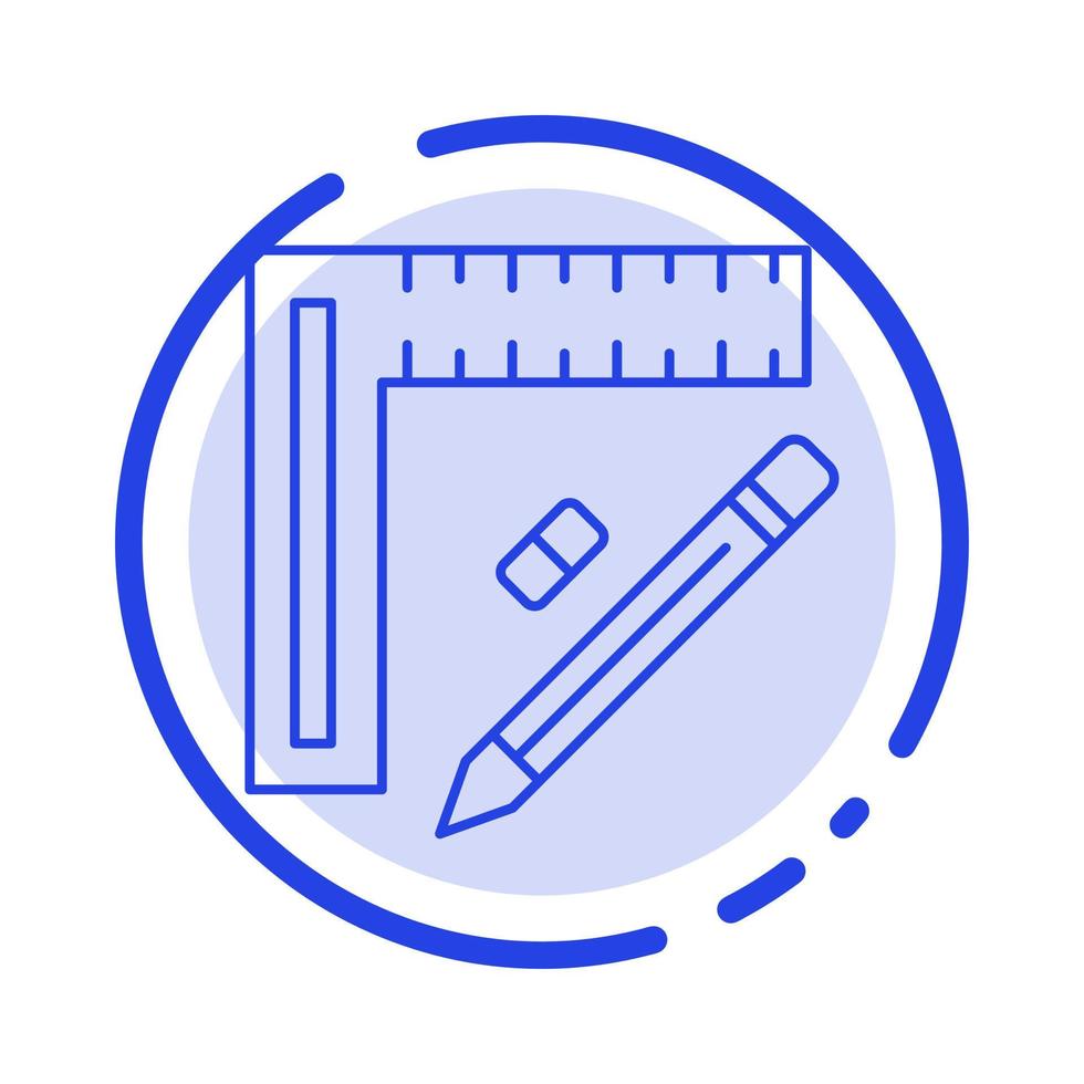 Lineal Konstruktion Bleistift Reparatur Design blau gepunktete Linie Symbol Leitung vektor