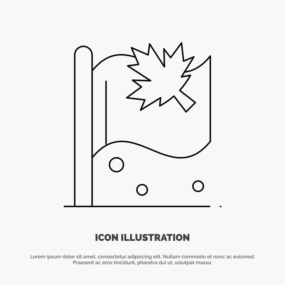 flagga kanada blad tecken linje ikon vektor