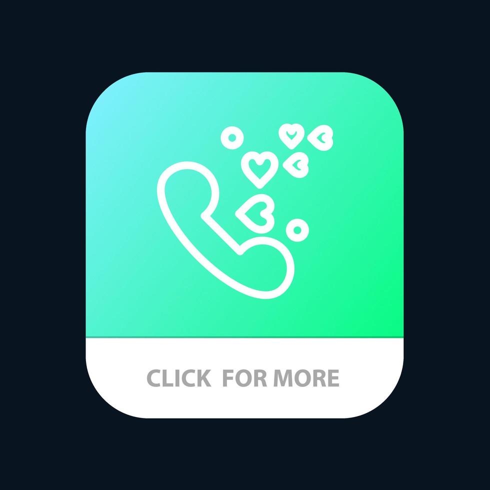 telefon kärlek hjärta bröllop mobil app knapp android och ios linje version vektor