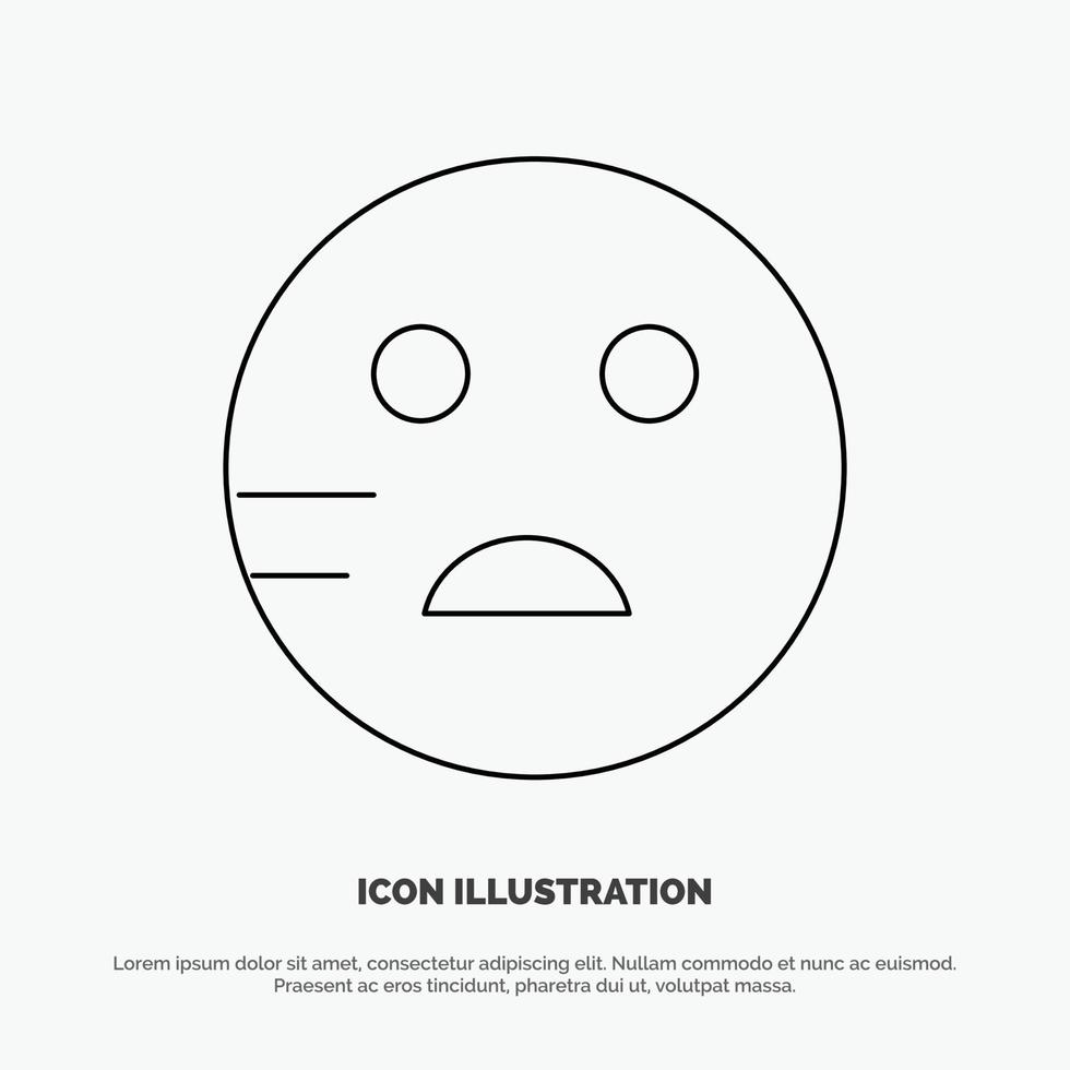 ledsen emojis skola linje ikon vektor