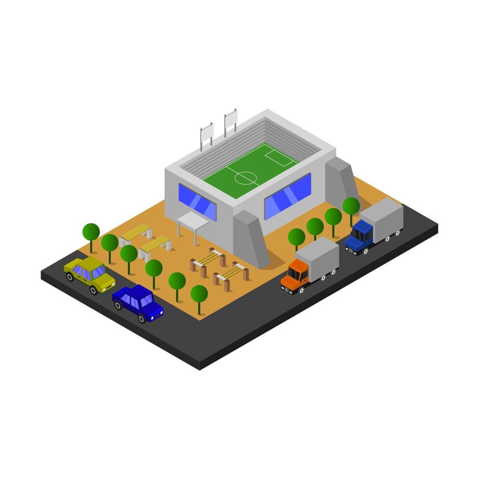 isometrisk stadion illustrerad på vit bakgrund vektor