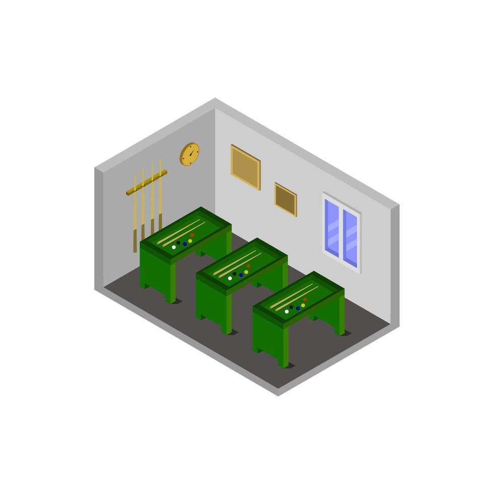 isometrisk biljardrum illustrerad på vit bakgrund vektor