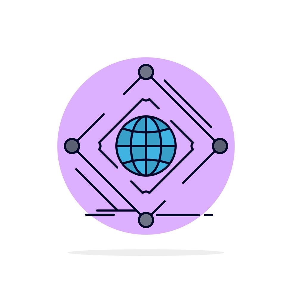 komplex global internet netto webb platt Färg ikon vektor