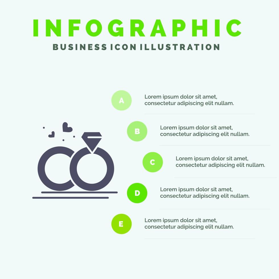 ringa äktenskap bröllop kärlek fast ikon infographics 5 steg presentation bakgrund vektor