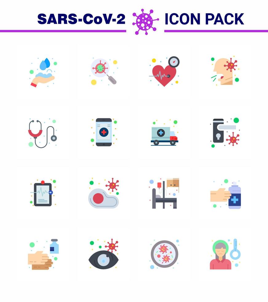 covid19 ikon uppsättning för infographic 16 platt Färg packa sådan som sjuk man slå sjukvård vård viral coronavirus 2019 nov sjukdom vektor design element