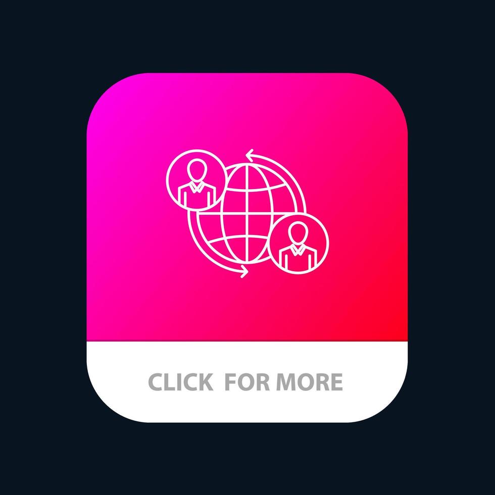 verbundene verbindungen benutzer internet globale mobile app-schaltfläche android- und ios-zeilenversion vektor