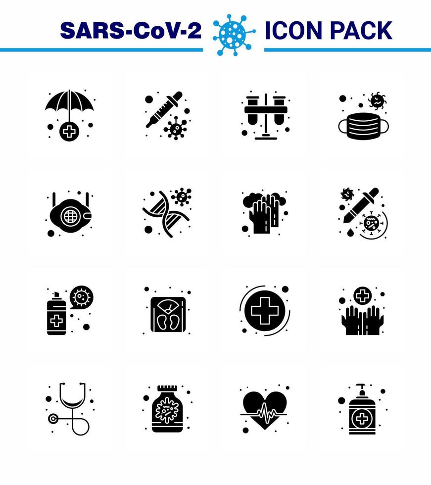 covid19 skydd coronavirus hängande 16 fast glyf svart ikon uppsättning sådan som mask säkerhet kemist medicinsk ansikte viral coronavirus 2019 nov sjukdom vektor design element