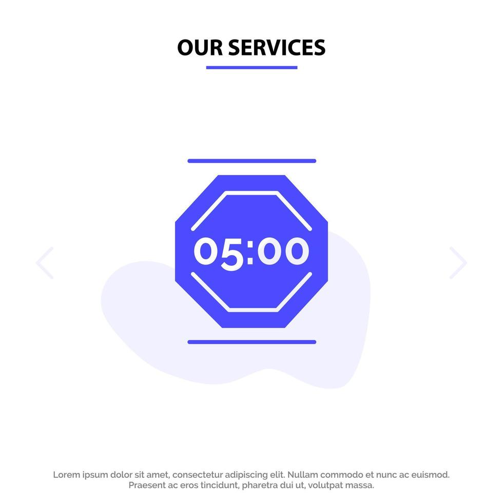 unsere dienste stoppen die arbeit rest stop work working solid glyph icon web card template vektor