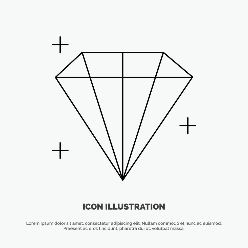 diamant juvel användare linje ikon vektor