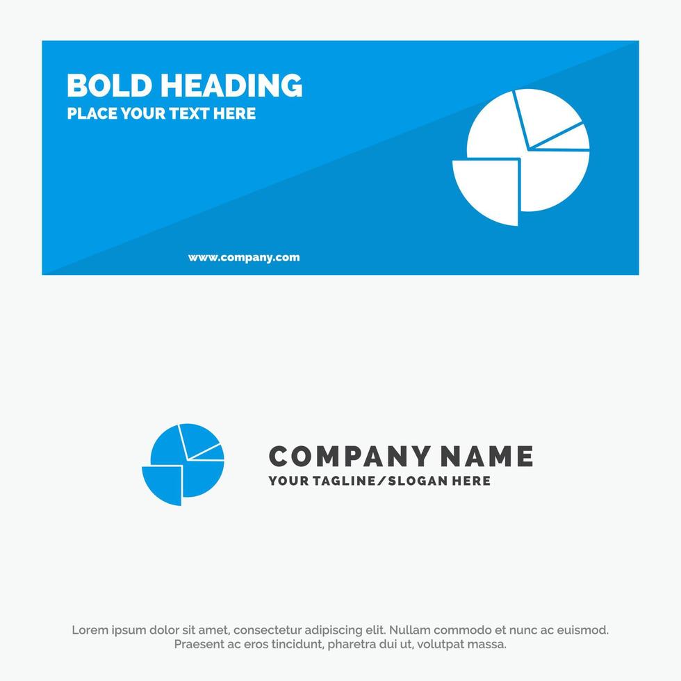 Analytics-Diagramm, Kreisdiagramm, solides Symbol, Website-Banner und Vorlage für das Geschäftslogo vektor
