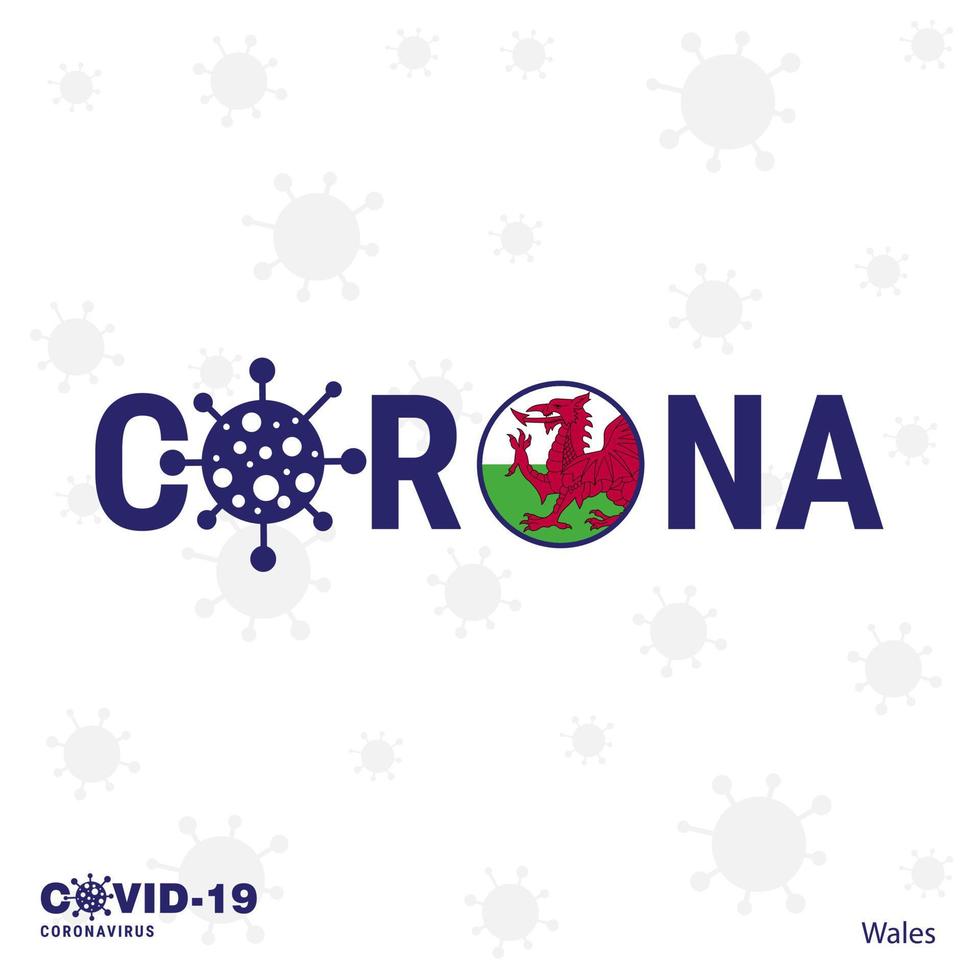 wales coronavirus typografi covid19 Land baner stanna kvar Hem stanna kvar friska ta vård av din egen hälsa vektor