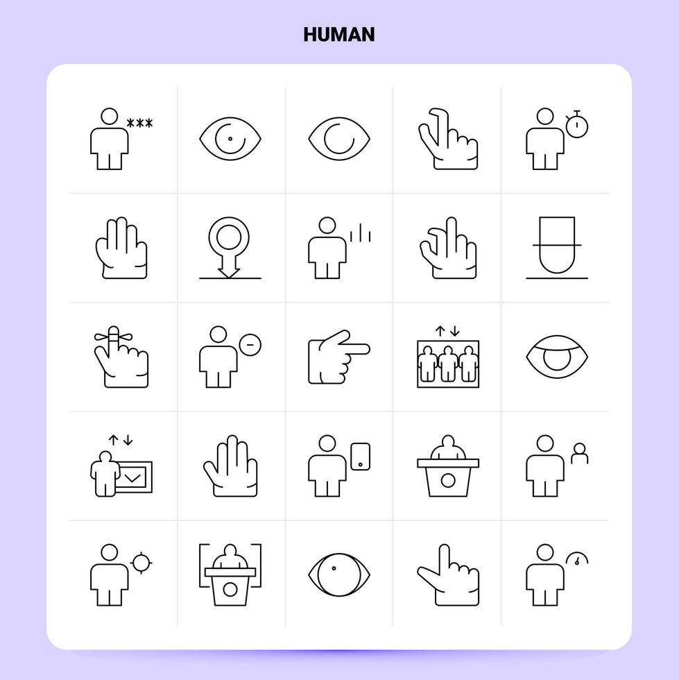översikt 25 mänsklig ikon uppsättning vektor linje stil design svart ikoner uppsättning linjär piktogram packa webb och mobil företag idéer design vektor illustration