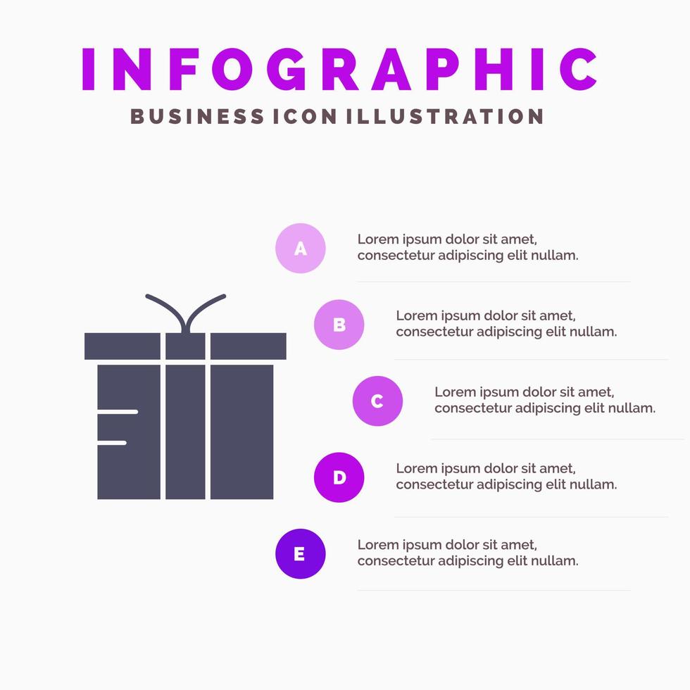 låda logistisk gåva global fast ikon infographics 5 steg presentation bakgrund vektor