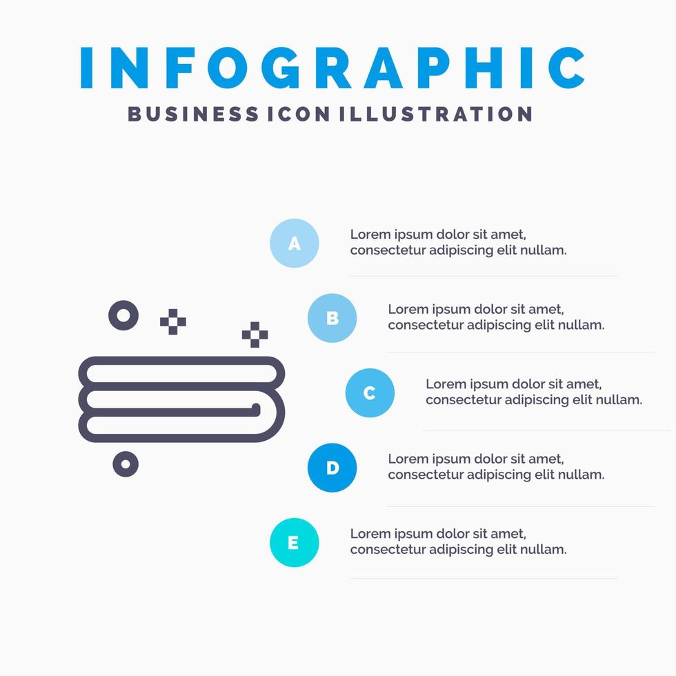 rena rengöring handduk linje ikon med 5 steg presentation infographics bakgrund vektor