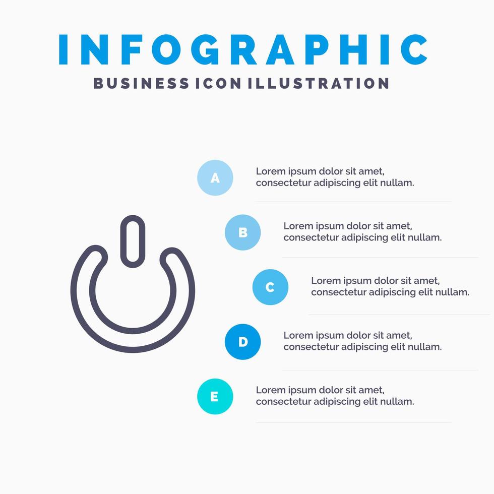 knapp av på kraft linje ikon med 5 steg presentation infographics bakgrund vektor